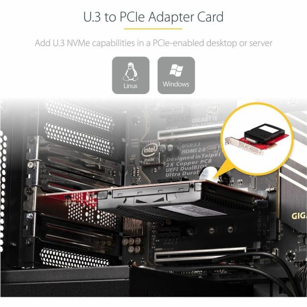 StarTech.com U.3 to PCIe Adapter Card, PCIe 4.0 x4 Adapter For 2.5" U.3 NVMe SSDs, SFF-TA-1001 PCI Express Add-in Card, TAA Compliantn - Image 2