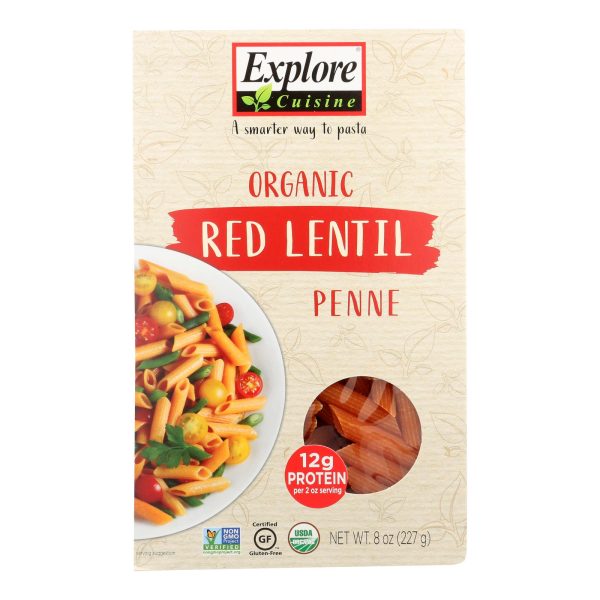 Explore Cuisine Organic Red Lentil Penne - Penne - Case of 6 - 8 oz. - Image 2