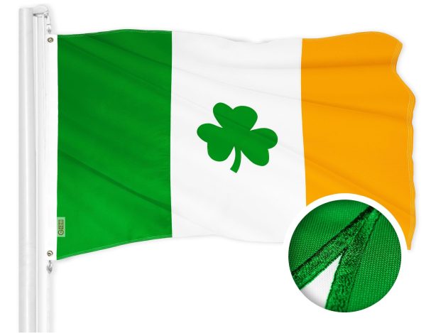 G128 Combo Pack: American USA Flag 4x6 Ft & Ireland Irish Shamrock Flag 4x6 Ft | Both ToughWeave Series Embroidered Polyester, Embroidered Design, Indoor/Outdoor, Brass Grommets - Image 2