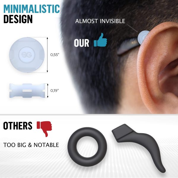 SIGONNA Eyeglass Ear Grips   Glasses Ear Cushion   Silicone Glasses Ear Grip   Eyeglass Accessories Glasses Grip   Ear Grips Hooks for Glasses   6 Pairs (Clear) - Image 3