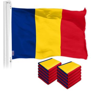 G128 10 Pack: Romania Romanian Flag | 3x5 Ft | LiteWeave Pro Series Printed 150D Polyester | Country Flag, Indoor/Outdoor, Vibrant Colors, Brass Grommets, Thicker and More Durable Than 100D 75D Poly