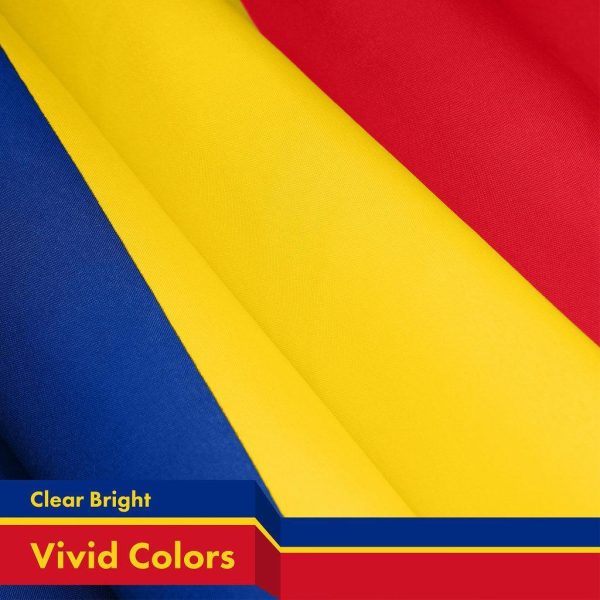 G128 10 Pack: Romania Romanian Flag | 3x5 Ft | LiteWeave Pro Series Printed 150D Polyester | Country Flag, Indoor/Outdoor, Vibrant Colors, Brass Grommets, Thicker and More Durable Than 100D 75D Poly - Image 3