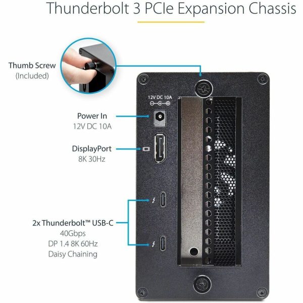 StarTech.com Thunderbolt 3 PCIe Expansion Chassis, Enclosure Box w/Dual PCI-E Slots, External PCIe Slots, 8K/4K Output Via TB3/DP 1.4, TAA - Image 3
