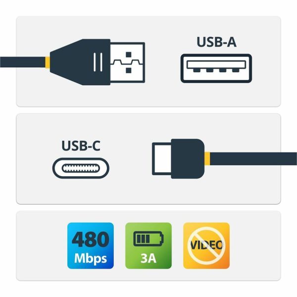 StarTech.com 0.5m USB C to USB A Cable - M/M - USB 2.0 - USB-C Charger Cable - USB 2.0 Type C to Type A Cable - Image 2