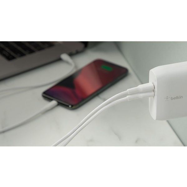 Belkin BoostCharge Dual USB-C Power Delivery GaN Wall Charger 68W Laptop Chromebook Charging - Power Adapter - Image 8
