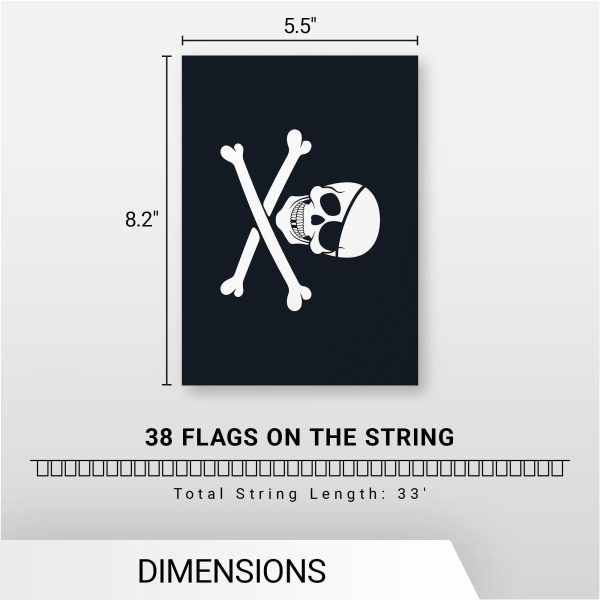 G128 Pirate (Jolly Roger) - Bones Bunting Banner | Flag 8.2 x 5.5 Inch, Full String 33 Feet | Printed 150D Polyester, Decorations For Bar and Festival Events Celebration - Image 7