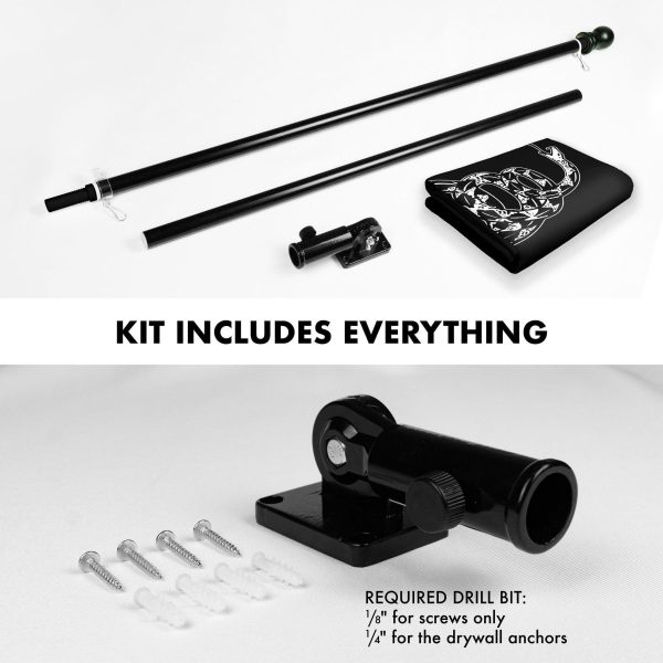 G128 Combo Pack: Flag Pole 6 FT Black Tangle Free & Gadsden Black and White Flag 3x5ft 150D Printed Polyester - Image 2