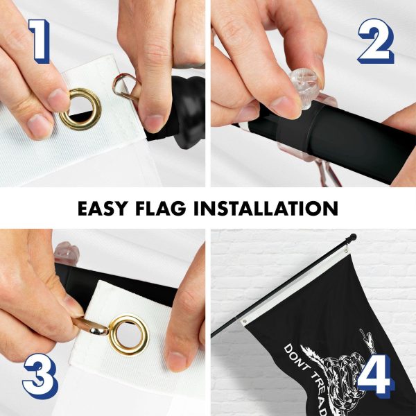 G128 Combo Pack: Flag Pole 6 FT Black Tangle Free & Gadsden Black and White Flag 3x5ft 150D Printed Polyester - Image 7