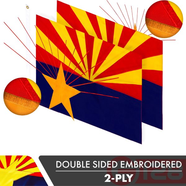 Arizona State Flag 210D Embroidered Polyester 3x5 Ft - Double Sided 2ply - Image 2