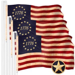 G128 3 Pack: Betsy Ross 1776 Tea-Stained Flag | 4x6 Ft | ToughWeave Pro Series Embroidered 420D Polyester | Historical Flag, Embroidered Design, Indoor/Outdoor, Brass Grommets, High Quality