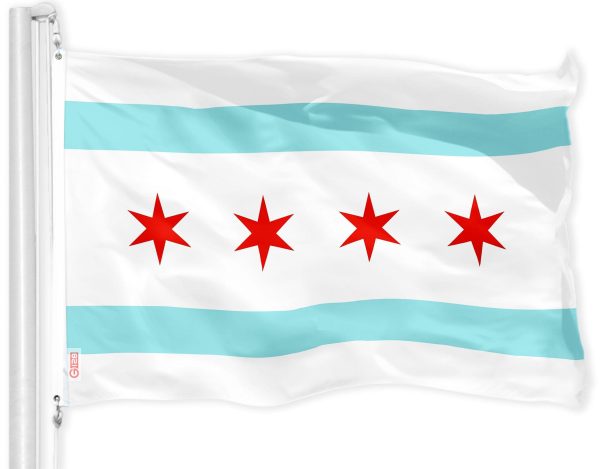 G128 Combo Pack: USA American Flag 3x5 Ft 150D Printed Stars & Chicago 3x5 Ft 150D Printed - Image 2