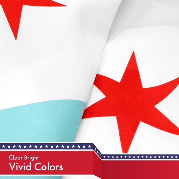 G128 Combo Pack: USA American Flag 3x5 Ft 150D Printed Stars & Chicago 3x5 Ft 150D Printed - Image 4
