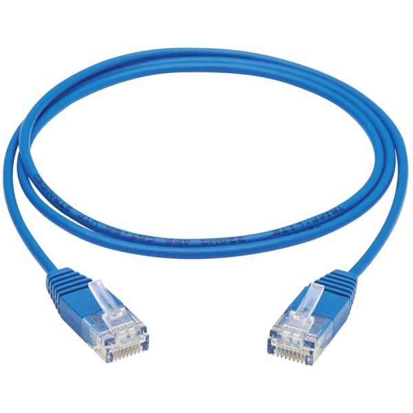 Eaton Tripp Lite Series Cat6a 10G Molded Ultra-Slim UTP Ethernet Cable (RJ45 M/M), Blue, 3 ft. (0.91 m) - Image 2