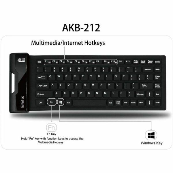 Adesso Antimicrobial Waterproof Flex Keyboard (Mini Size) - Image 2
