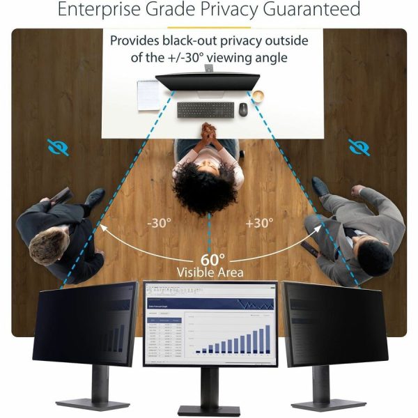 StarTech.com 27-inch 16:9 Computer Monitor Privacy Screen, Hanging Acrylic Filter, Monitor Screen Protector/Shield, +/- 30 Deg., Glossy - Image 2