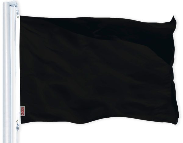 G128 Solid Black Color Flag | 2x3 Ft | LiteWeave Pro Series Printed 150D Polyester | Indoor/Outdoor, Vibrant Colors, Brass Grommets, Thicker and More Durable Than 100D 75D Polyester