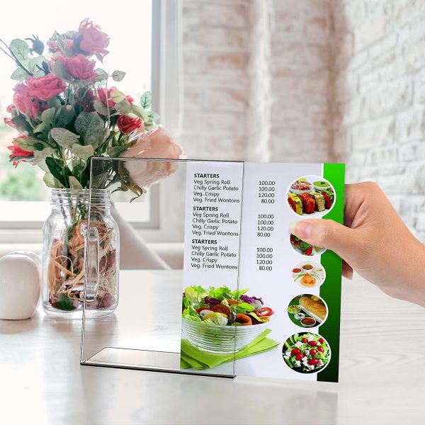 5 Pack Acrylic Sign Holders 5x7 inch   Plastic Stands for Display   5 X 7 Acrylic Sign Holder with Vertical Slanted Back   Clear Plastic Sign Holder Paper Display Table Stand Flyer Document Paper - Image 8