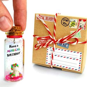 Unique Birthday Gifts for Him and Her   Cute and Funny Bday Presents for Men and Women   Gift for Mom Dad Family (Rainbow Unicorn   Have a Magical Birthday Message Bottle in Craft Gift Box)