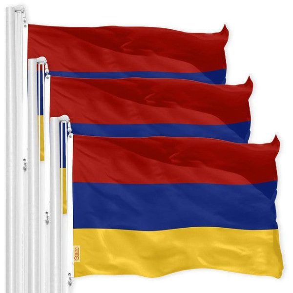 G128 3-Pack: Armenia Armenian Flag 3x5 FT Printed 150D Polyester