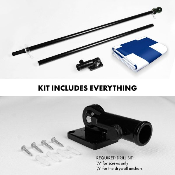 G128 Flag Pole 6FT Black Tangle Free & Finland Finnish Flag 3x5 Ft Combo Printed 150D Polyester - Image 2