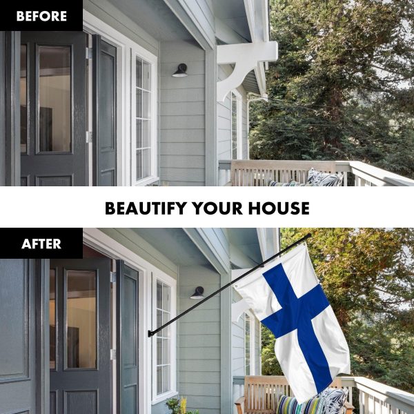 G128 Flag Pole 6FT Black Tangle Free & Finland Finnish Flag 3x5 Ft Combo Printed 150D Polyester - Image 3