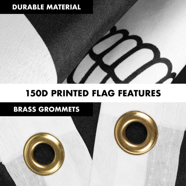 G128 Combo Pack: Flag Pole 6 FT White Tangle Free & Pirate Jolly Roger Bones Flag 3x5ft 150D Printed Polyester - Image 4
