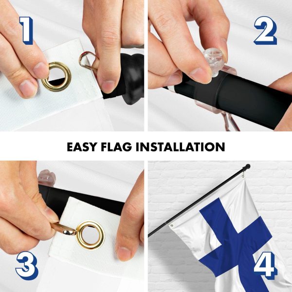 G128 Flag Pole 6FT Black Tangle Free & Finland Finnish Flag 3x5 Ft Combo Printed 150D Polyester - Image 7