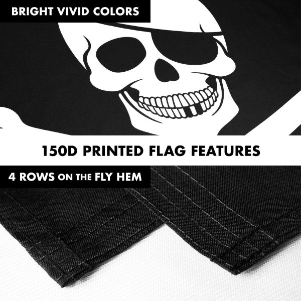 G128 Combo Pack: Flag Pole 6 FT White Tangle Free & Pirate Jolly Roger Bones Flag 3x5ft 150D Printed Polyester - Image 5