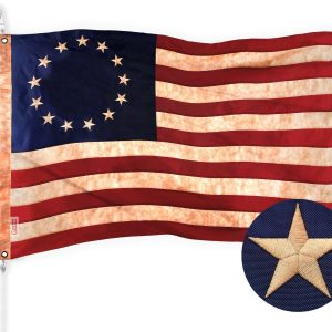 G128 Betsy Ross Tea-Stained Flag | 2x3 Ft | ToughWeave Pro Series Embroidered 420D Polyester | Historical Flag