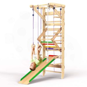 WEDANTA Wooden Swedish Ladder Wall Set – Kids Stall Bars for Exercise – Kids Swedish Gymnastic Wall Gym – Wood Stall Bar Gymnastics Playground – Best Gym for All Family