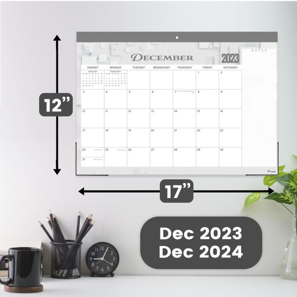 Desk Calendar 2024 17x12 Wall Calendar      Thick Paper & Notes Section   Runs from December 2023   December 2024 (Gray) - Image 2