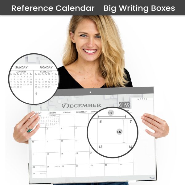 Desk Calendar 2024 17x12 Wall Calendar      Thick Paper & Notes Section   Runs from December 2023   December 2024 (Gray) - Image 3