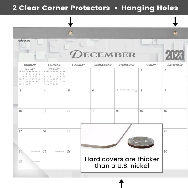 Desk Calendar 2024 17x12 Wall Calendar      Thick Paper & Notes Section   Runs from December 2023   December 2024 (Gray) - Image 4
