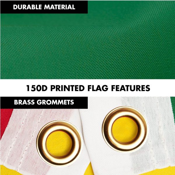 G128 Combo Pack: 6 Ft Tangle Free Spinning Flagpole (White) & Ghana Flag 3x5 Ft Printed 150D Polyester, Brass Grommets (Flag Included) Aluminum Flag Pole - Image 4