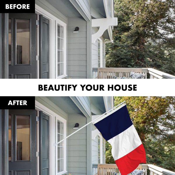 G128 - 6 Feet Tangle Free Spinning Flagpole (White) Navy Blue NEW France French 3x5 FT Flag Brass Grommets Printed 150D (Flag Included) Aluminum Flag Pole - Image 3