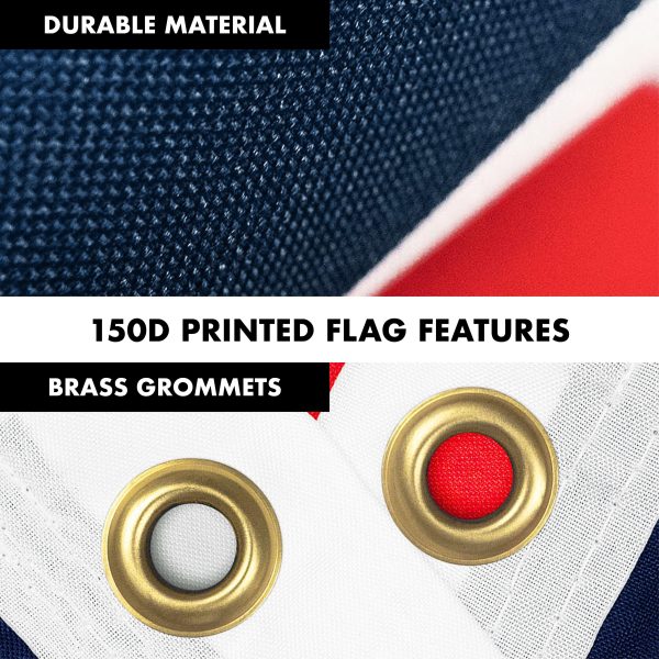 G128 - 6 Feet Tangle Free Spinning Flagpole (White) Navy Blue NEW France French 3x5 FT Flag Brass Grommets Printed 150D (Flag Included) Aluminum Flag Pole - Image 4