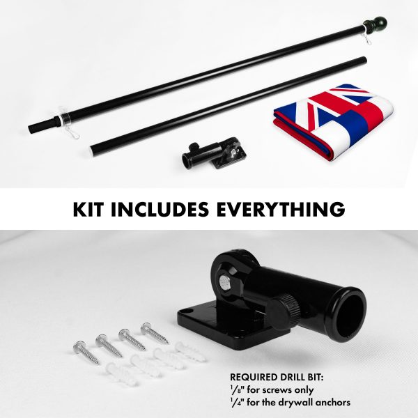 G128 Combo Pack: 6 Ft Tangle Free Aluminum Spinning Flagpole (Black) & Hawaii HI State Flag 3x5 Ft, ToughWeave Series Embroidered 300D Polyester | Pole with Flag Included - Image 2