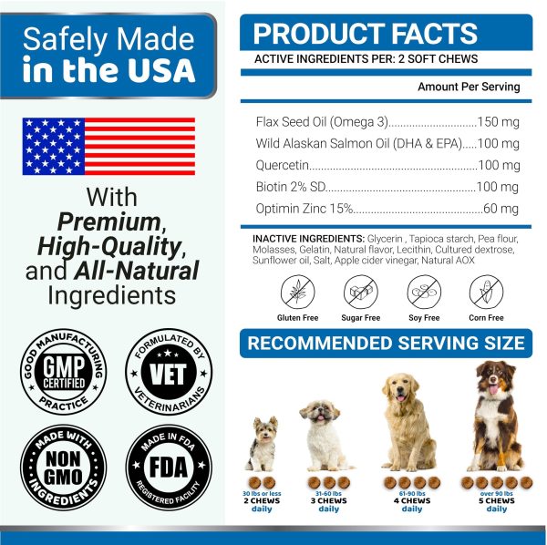 Omega 3 Fish Oil for Dogs   170 Chews   Skin and Coat Supplement   Omega 3 for Dogs   Dry & Itchy Skin Relief Treatment   Allergy Support   Dog Anti Shedding Treats   Shiny Coats   EPA & DHA   Salmon - Image 6