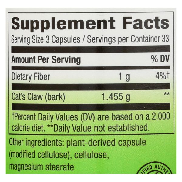 Nature's Way - Cats Claw Bark - 100 Capsules - Image 2