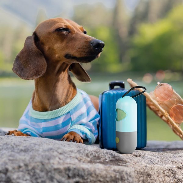 Dog Poop Bag Dispenser with 4 Rolls of 15 Bags in Each. Green Dog Poop Bag Holder with Flashlight for Leash. Plastic Dog Bag Dispenser with Carabiner Clip. Doggy Poop Bags Holder for Walking - Image 6