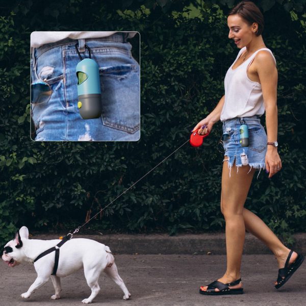 Dog Poop Bag Dispenser with 4 Rolls of 15 Bags in Each. Green Dog Poop Bag Holder with Flashlight for Leash. Plastic Dog Bag Dispenser with Carabiner Clip. Doggy Poop Bags Holder for Walking - Image 7