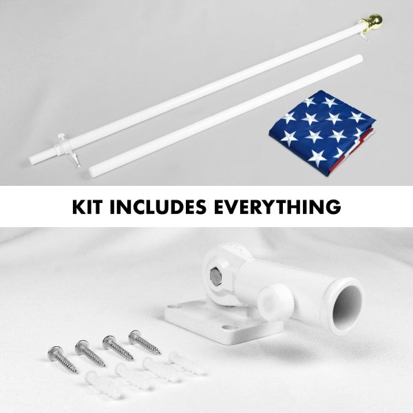 G128 - 5 Feet Tangle Free Spinning Flagpole (White) American Flag Brass Grommets Embroidered 2x3 ft American Flag Brass Grommets (Flag Included) Aluminum Flag Pole - Image 2
