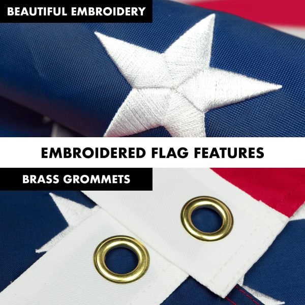G128 - 5 Feet Tangle Free Spinning Flagpole (White) American Flag Brass Grommets Embroidered 2x3 ft American Flag Brass Grommets (Flag Included) Aluminum Flag Pole - Image 4
