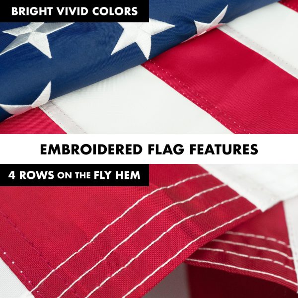 G128 - 5 Feet Tangle Free Spinning Flagpole (White) American Flag Brass Grommets Embroidered 2x3 ft American Flag Brass Grommets (Flag Included) Aluminum Flag Pole - Image 5