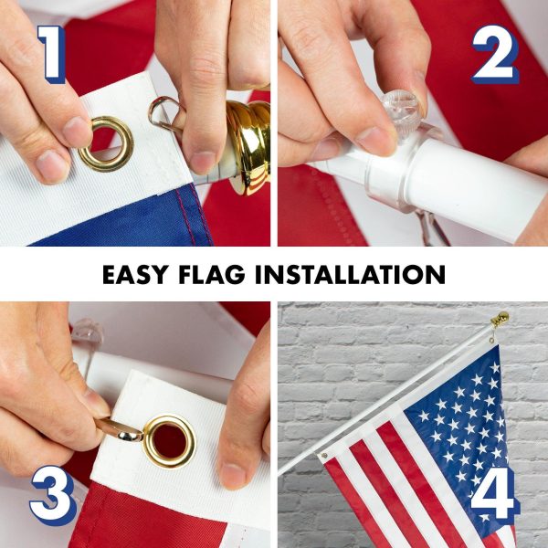 G128 - 5 Feet Tangle Free Spinning Flagpole (White) American Flag Brass Grommets Embroidered 2x3 ft American Flag Brass Grommets (Flag Included) Aluminum Flag Pole - Image 7