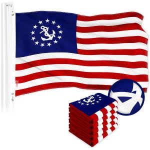 G128 5 Pack: American USA Yacht Ensign Flag | 16x24 In | ToughWeave Series Embroidered 210D Polyester | Nautical Flag, Embroidered Stars, Sewn Stripes, Indoor/Outdoor, Vibrant Colors, Brass Grommets