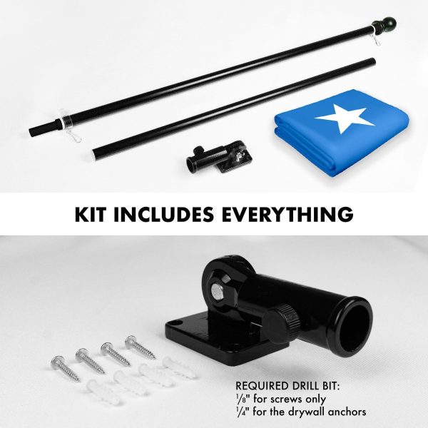 Flag Pole 6FT Black Tangle Free & Somalia Somalian Flag 3x5 Ft Combo Printed 150D Polyester By G128 - Image 2