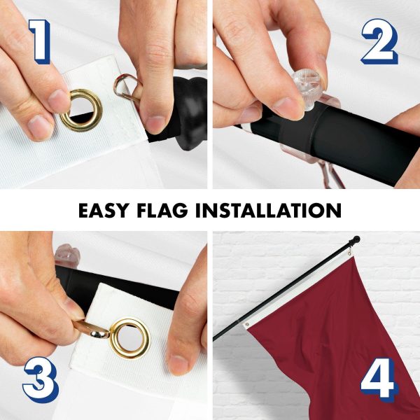 G128 Combo Pack: 5 Ft Tangle Free Aluminum Spinning Flagpole (Black) & Solid Burgundy Color Flag 2x3 Ft, LiteWeave Pro Series Printed 150D Polyester | Pole with Flag Included - Image 7