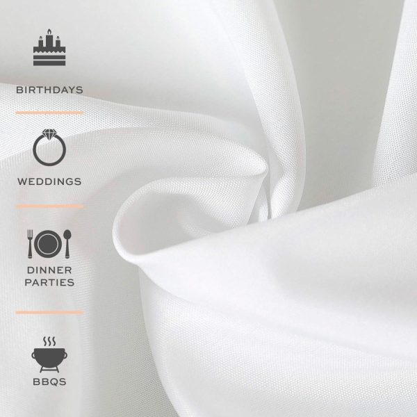 2 Square Tablecloth Covers 85x85 Inch | Table Cloths for Square or Round Table | 200 GSM Washable Wrinkle Resistant Fabric for Weddings Kitchen Restaurant | White | 2 Pack - Image 6