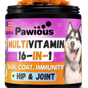 Dog Multivitamin Chewable with Glucosamine 16 in 1   Dog Vitamins and Supplements   Senior & Puppy Multivitamin for Dogs   Hip and Joint Support Health   Immunity  Mobility   Gut, Skin, Heart, Coat